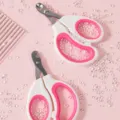 Pink pet nail clippers with ergonomic pink rings, safe stainless steel scissors for cats and dogs. - 90*165*10mm
