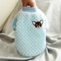 Cute blue fleece pet hoodie for small dogs and cats, warm autumn winter dog sweater. - XS / Blue