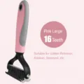 Huisdier ontklittingskam voor honden roze grijs handvat 16 roestvrijstalen tanden verzorgingool - Groot (16 Tanden) / Roze