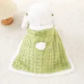 Warm pet dog cloak autumn winter thick fleece cape cute puppy hoodie apparel clothing items. - S (Recommended for Under 2.5 kg) / Small Plaid in Green
