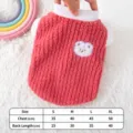 Warm pet fleece vest for dogs and cats, cute pink winter puppy clothes with bear patch. - S / Red