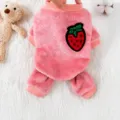 Warm winter pet dog clothes fleece four-legged cat sweatshirt cute strawberry apparel - S / Pink