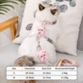 Cute pink plaid pet cat harness and leash set with cute plush doll decoration for daily walking. - S / Pink