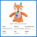 Cute fox squeaky plush dog toy, soft corn velvet pet chew toy for puppies and small dogs. - Fox