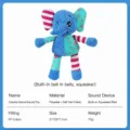Cute elephant plush dog toy with crinkle paper and squeaker, soft corn velvet, interactive pet toy. - Elephant