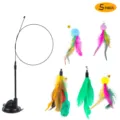 Set de juguete para gatos con varilla de ventosa y recambios de plumas para mascotas - Color Aleatorio / Juego de 6 Piezas 1