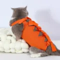 Breathable orange cat recovery suit post-surgery anti-licking pet clothes for cats - L (Recommended 6-9kg) / Bright Orange