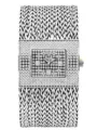 Damen Strass Quadratzifferblatt geflochtenes Armband Quarz Armbanduhr elegante Mode Uhr - Silber