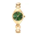 Reloj de mujer de lujo con caja geométrica dorada, esfera verde y elegante pulsera. - Caja Dorada Esfera Verde