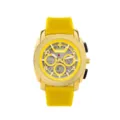 Reloj de cuarzo de moda para hombre con esfera dorada grande y correa de silicona amarilla. - Caja Dorada Esfera Dorada