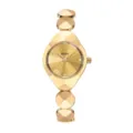 Elegante reloj de oro para mujer con pulsera geométrica y brillante esfera radiante. - Caja Dorada Esfera Dorada