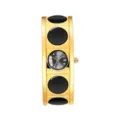 Reloj pulsera dorado para mujer, elegante reloj de cuarzo ancho con detalles negros. - Caja Dorada Esfera Negra