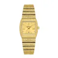 Elegante reloj de cuarzo dorado para mujer cuadrado con diamantes, números romanos y metal. - Caja Dorada Esfera Dorada