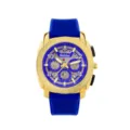 Reloj de Cuarzo Cronógrafo de Lujo de Oro para Hombre con Correa de Silicona Azul y Esfera - Caja de Oro Esfera Azul