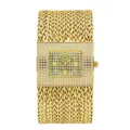 Elegante Damen Quarzuhr in Gold mit geflochtenem Armband und funkelndem Strass Zifferblatt - Gold