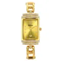 Yalalusi mujer oro cuarzo reloj elegante rectangular diamantes de imitacion lujo - Caja Dorada Esfera Dorada
