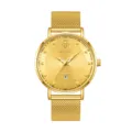 Reloj de cuarzo para mujer de acero dorado con correa de malla y función de calendario. - Caja Dorada Esfera Dorada (Hombre)