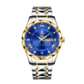 Reloj de cuarzo para hombre bicolor oro plata acero inoxidable esfera azul elegante - Caja bicolor - esfera azul