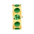 Reloj pulsera rígida dorada de lujo Yalalusi para mujer con esfera verde y piedras. - Caja Dorada Esfera Verde