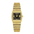 Reloj mujer cuadrado oro diamante esfera romana calendario cuarzo pulsera elegante chic - Caja Dorada Esfera Negra