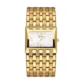 Reloj de mujer Yalalusi esfera cuadrada dorada lujo con pulsera de eslabones pedreria numeros romanos. - Caja Dorada Esfera Blanca