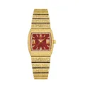 Reloj de cuarzo dorado de lujo Yalalusi para mujer con esfera roja cuadrada e índices de diamantes. - Caja dorada y esfera roja