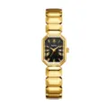 Elegant gold women watch featuring a geometric link bracelet and chic black dial design. - Gold Case Black Dial