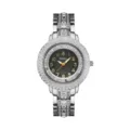 Reloj de cuarzo de lujo Yalalusi para mujer con bisel de estrás brillante y esfera negra elegante. - Caja Plateada Esfera Negra