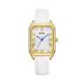 Reloj de cuarzo para mujer Yalalusi, elegante caja rectangular dorada, esfera blanca, correa. - Caja Dorada Esfera Blanca