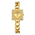 Reloj de mujer dorado de lujo con esfera cuadrada con diamantes de imitación y correa. - Caja Dorada Esfera Dorada