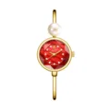 Reloj pulsera mujer Yalalusi oro perla y esfera roja facetada diseño de lujo elegante - Caja Dorada Esfera Roja