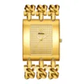 Yalalusi Gold Strass Zifferblatt Quarzuhr mit doppelter Kette Hauptansicht Damen. - Goldgehäuse mit Strass-Zifferblatt (Herren)