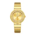 Reloj de cuarzo dorado Yalalusi para mujer con bisel de diamante y correa elegante. - Caja Dorada Esfera Dorada