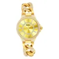 Luxury gold quartz watch for women with sparkling crystal rhinestones and chunky chain strap. - Gold Case Gold Dial