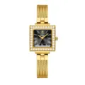 Reloj de mujer cuadrado dorado Yalalusi con cristales, esfera negra y correa de metal variante - Caja Dorada Esfera Negra