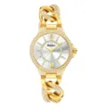 Yalalusi women fashion quartz watch crystal chain strap luxury gold wristwatch design - Gold Case White Dial