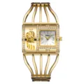 Reloj de pulsera dorado Yalalusi para mujer, correa de jaula, esfera cuadrada con brillantes. - Caja Dorada Esfera Blanca