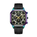 Reloj deportivo multifuncional Yalalusi para hombre, elegante caja arcoíris con correa. - Caja colorida con esfera verde