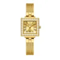 Reloj de cuarzo dorado cuadrado de lujo para mujer Yalalusi con pedrería brillante y pulsera. - Caja Dorada Esfera Dorada