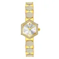 Lujo oro estrases hexagonales mujer reloj cuarzo elegante reloj de pulsera de acero inoxidable - Caja Dorada Esfera Blanca