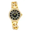 Luxury gold rhinestone quartz watch for women with black dial and stylish chain strap. - Gold Case Black Dial