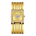 Reloj de pulsera cuadrado dorado de lujo para mujer con correa de diamantes y esfera brillante - Caja Dorada Esfera Dorada