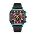 Reloj de hombre multifunción Yalalusi elegante reloj de cuarzo con correa de silicona deporte - Caja colorida con esfera roja