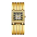 Reloj de mujer cuadrado dorado de lujo con pulsera ancha de diamantes y esfera negra - Caja Dorada Esfera Negra
