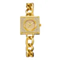 Yalalusi reloj mujer cuarzo esfera cuadrada pedreria lujo pulsera cadena gruesa oro - Caja dorada y esfera de estrás