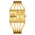 Reloj de pulsera dorado Yalalusi para mujer brazalete correa strass esfera cuadrada. - Caja Dorada Esfera Dorada
