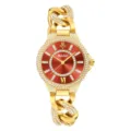 Yalalusi women fashion casual quartz watch gold chain red dial rhinestone luxury timepiece - Gold Case Red Dial