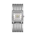 YaLalusi Reloj Mujer Cuadrado Lujo Cristal Plata Pulsera Metal Ancha Cuarzo Moda - Caja Plateada Esfera Blanca