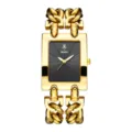 Reloj de cuarzo cuadrado dorado Yalalusi para mujer con correa de cadena elegante y esfera negra. - Esfera Negra Mujer / Caja dorada con esfera negra para mujer