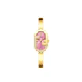 Elegante reloj de cuarzo para mujer con esfera rosa, correa de acero dorada y brillantes. - Esfera rosa dorada